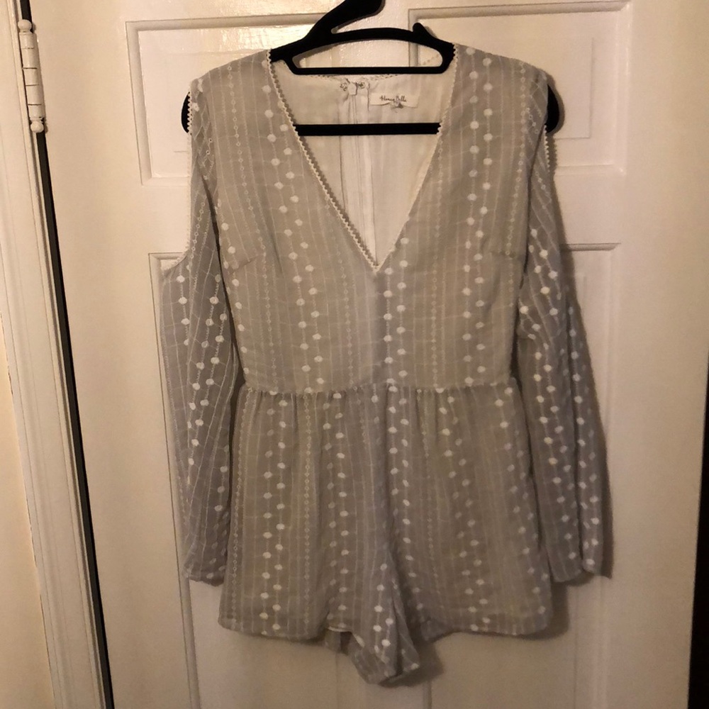 Gray and white whimsical romper